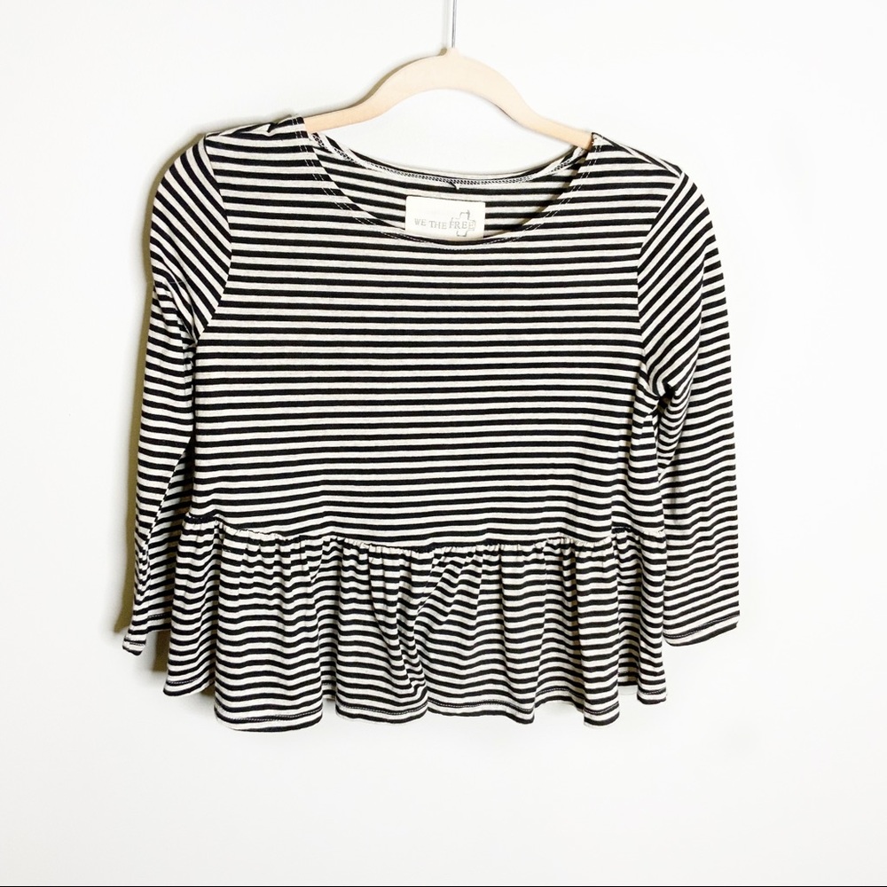 We The Free Black/Tan Striped Top W/ Empire Waist